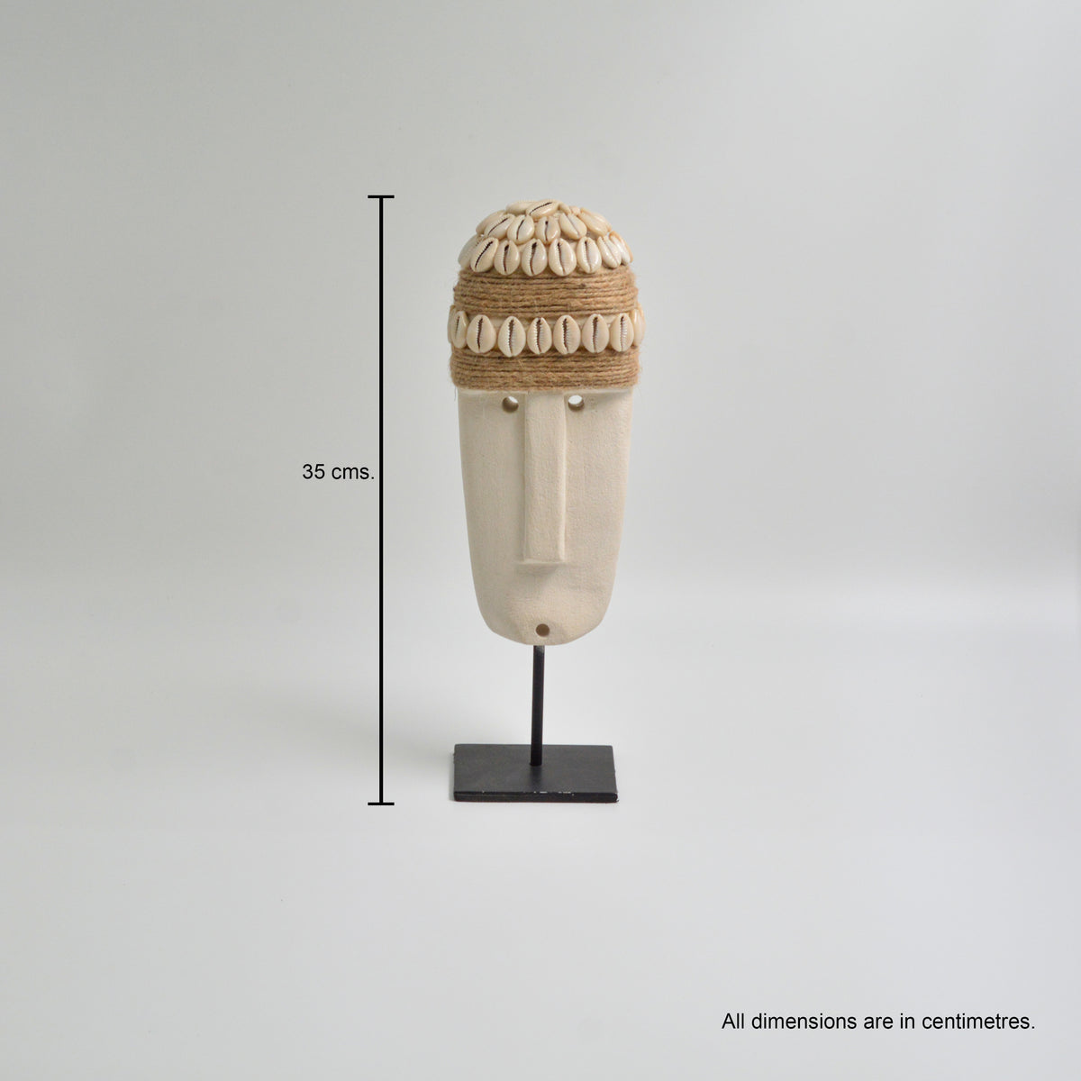 Wood Shell Long Face Mask on Stand Big