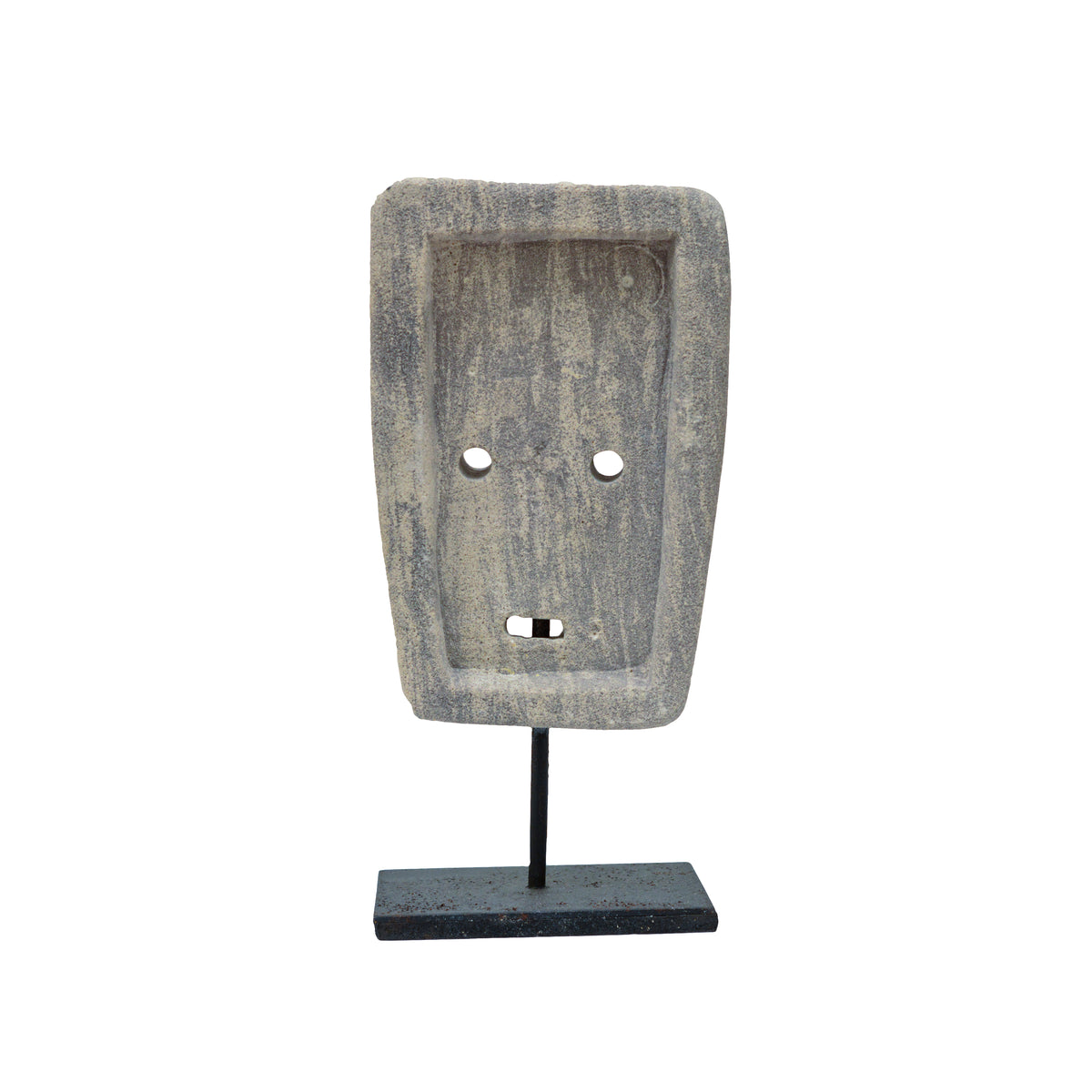 Wood Shell Long Face Mask on Stand (Small)