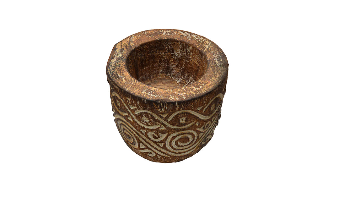 Etched Wooden Bowl For Candle
