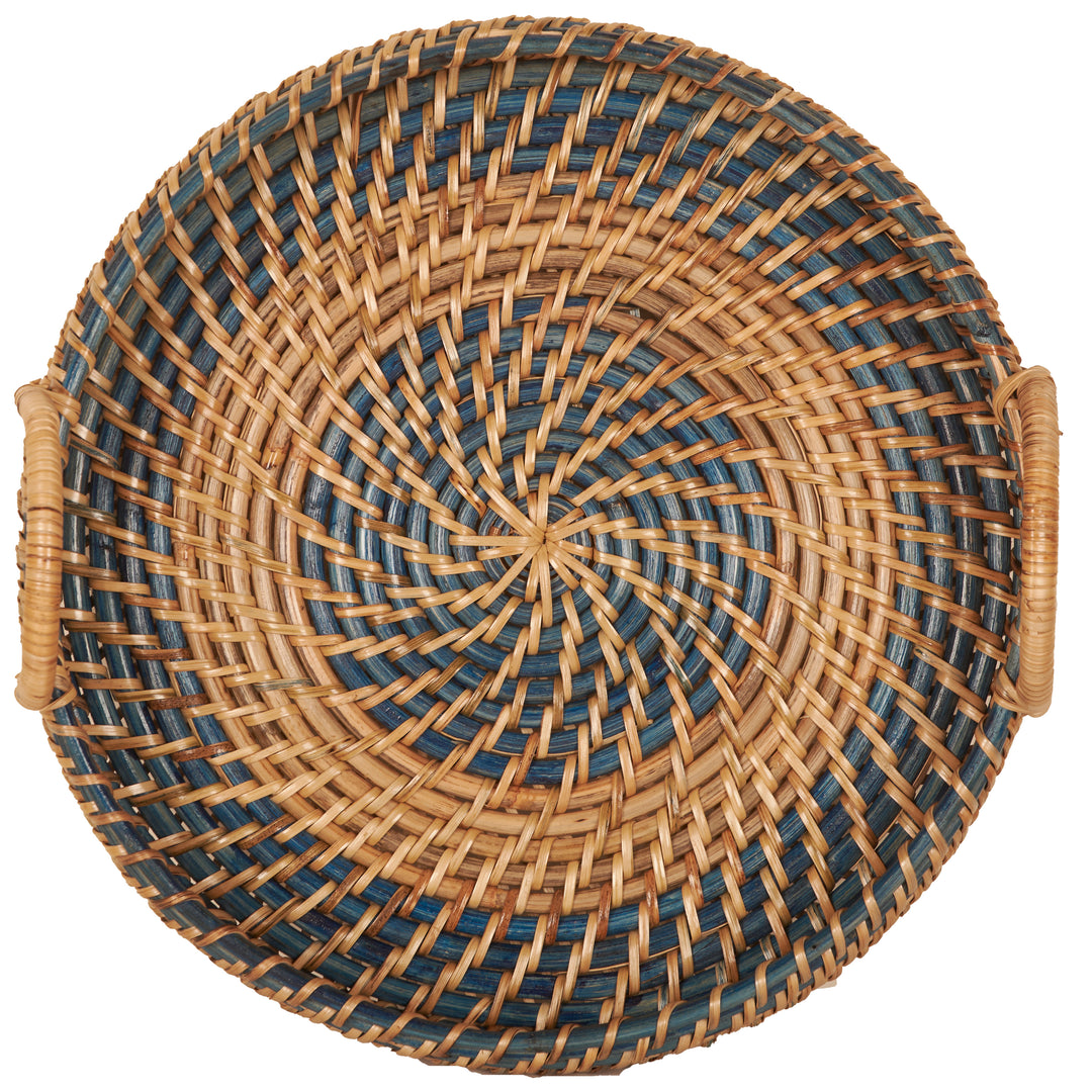 Blue and Natural Cane Tray