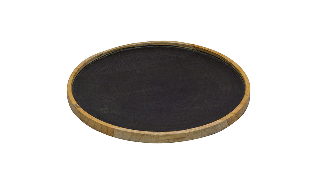 Round Black Wood Serving Tray