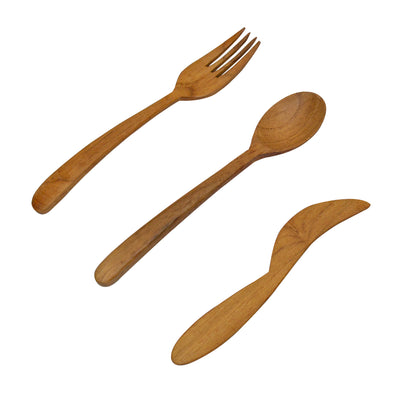 Wooden Knife, Fork & Spoon (Set of 3)
