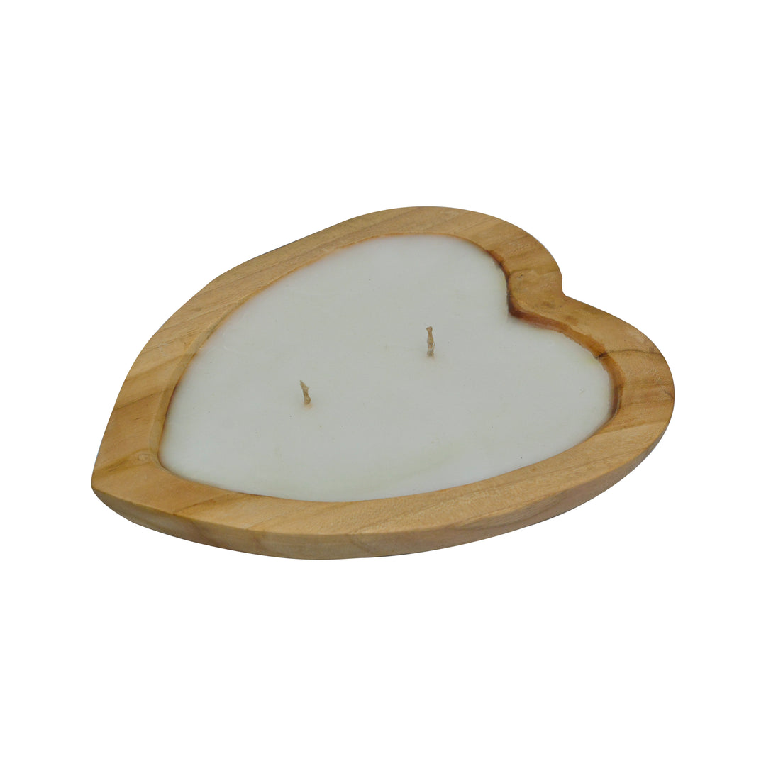 Heart Wooden bowl Candle