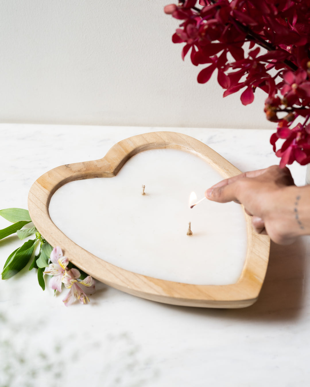Heart Wooden bowl Candle