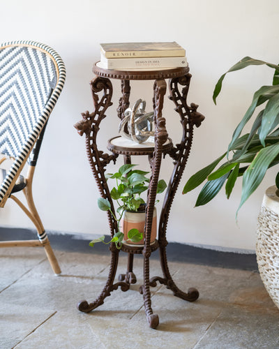 Cast Iron and Marble Pot Stand