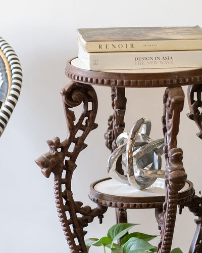 Cast Iron and Marble Pot Stand