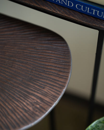 Textured Metal Console Table (Oval)