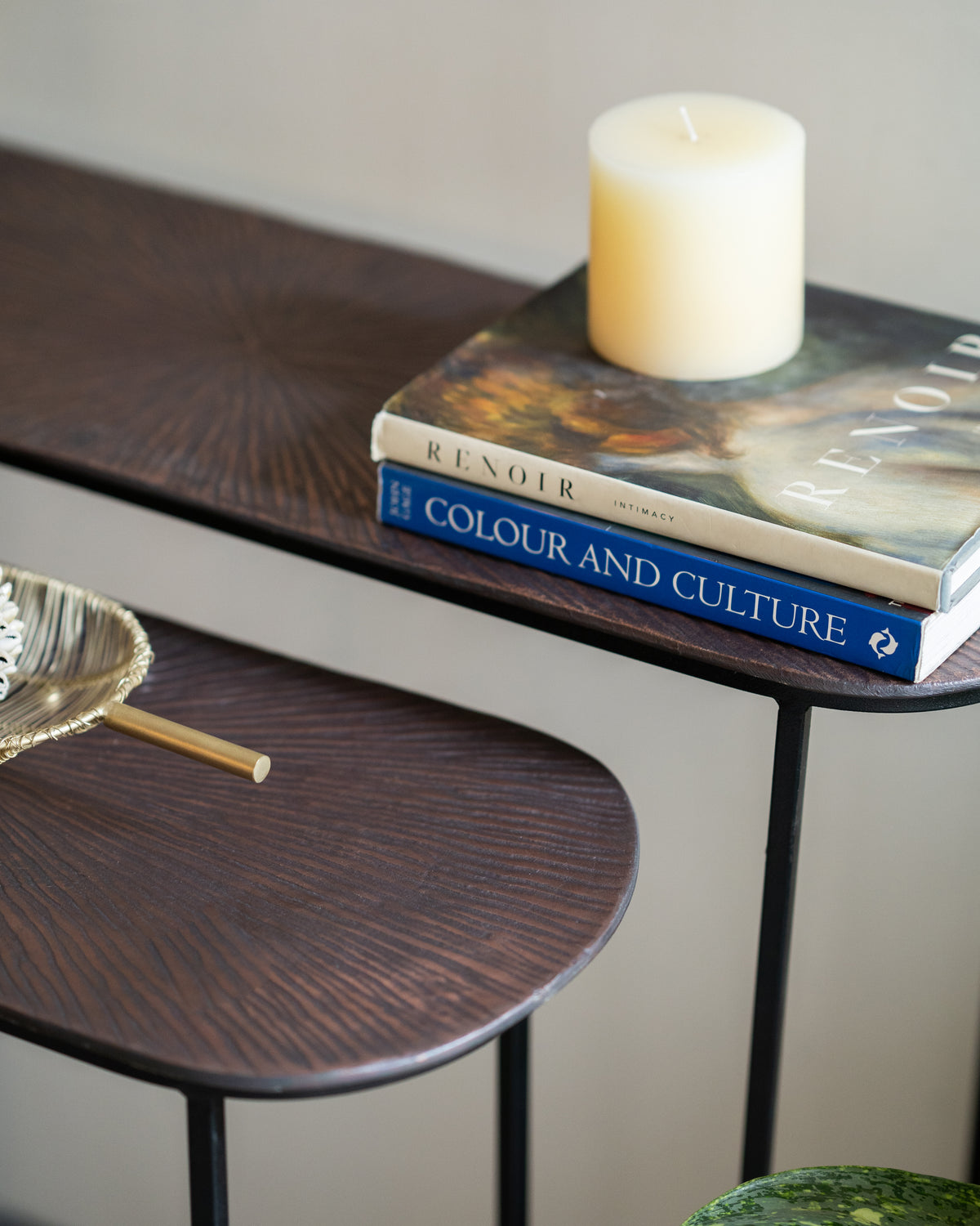 Textured Metal Console Table (Oval)