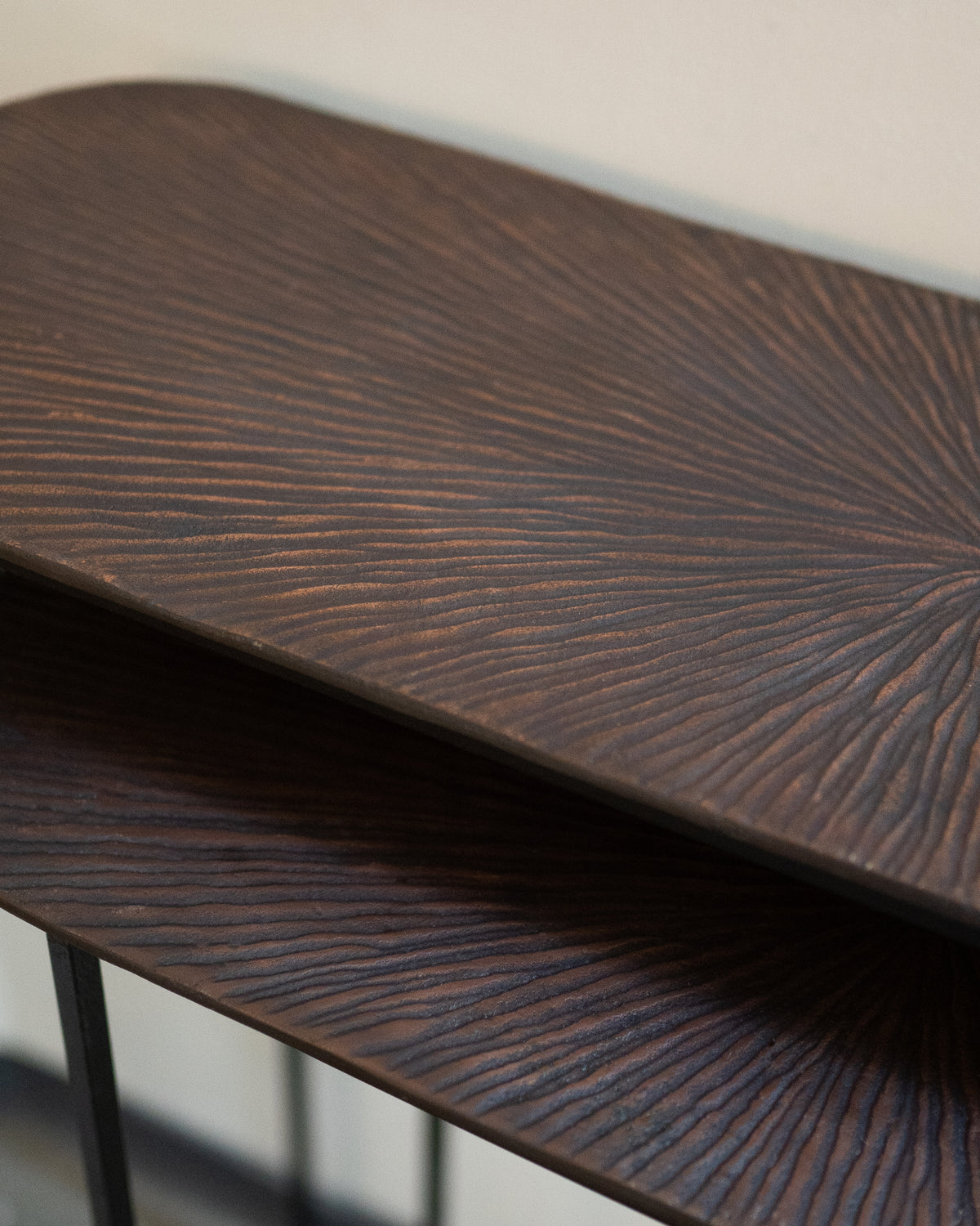 Textured Metal Console Table (Oval)