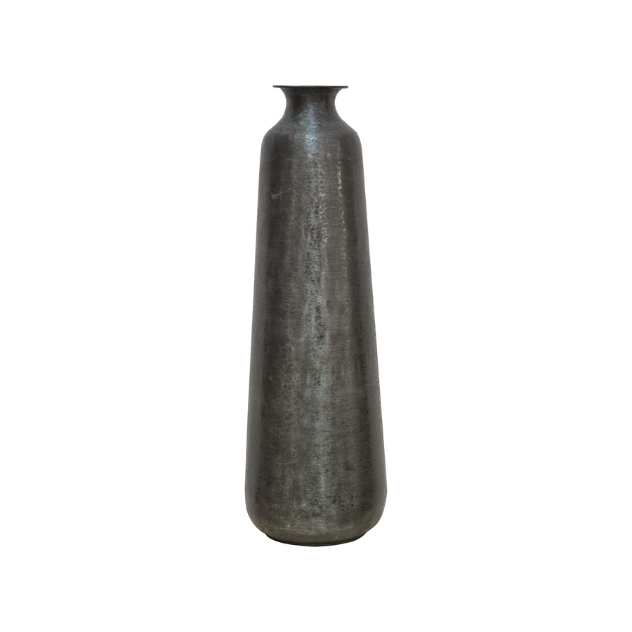 Tall metal vase with small mouth