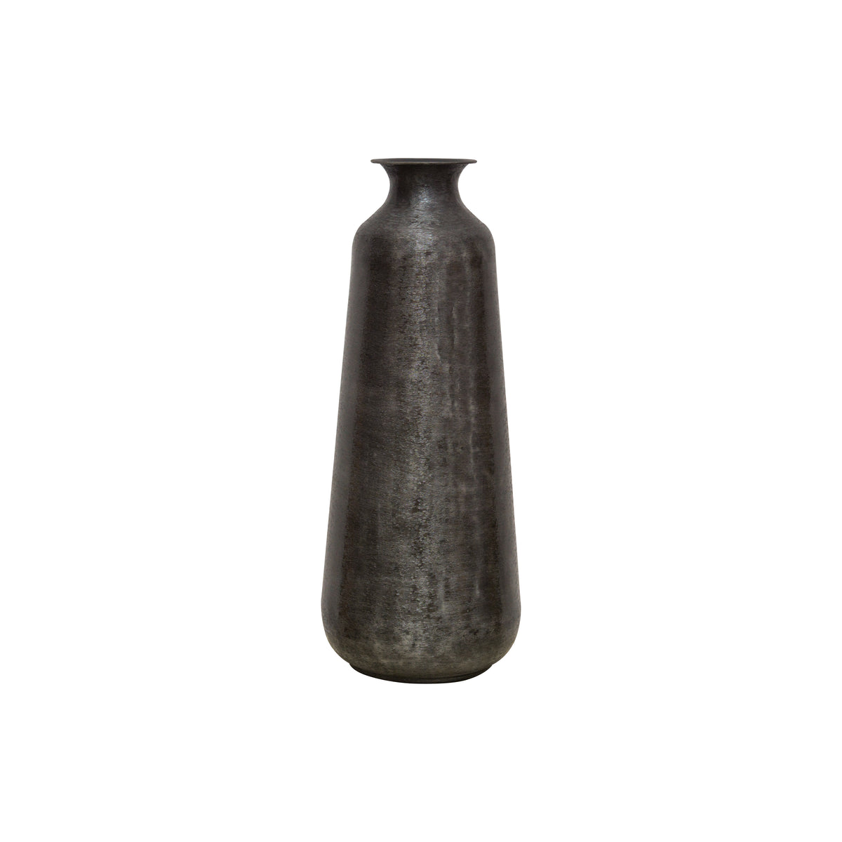 Tall metal vase with small mouth
