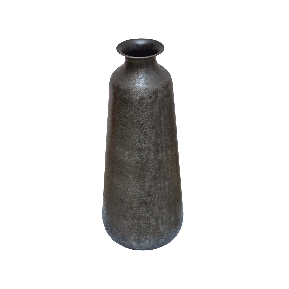 Tall metal vase with small mouth