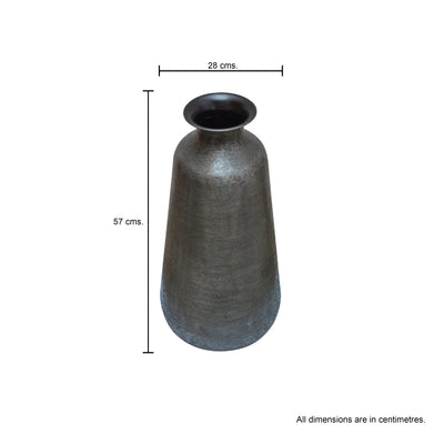 Tall metal vase with small mouth
