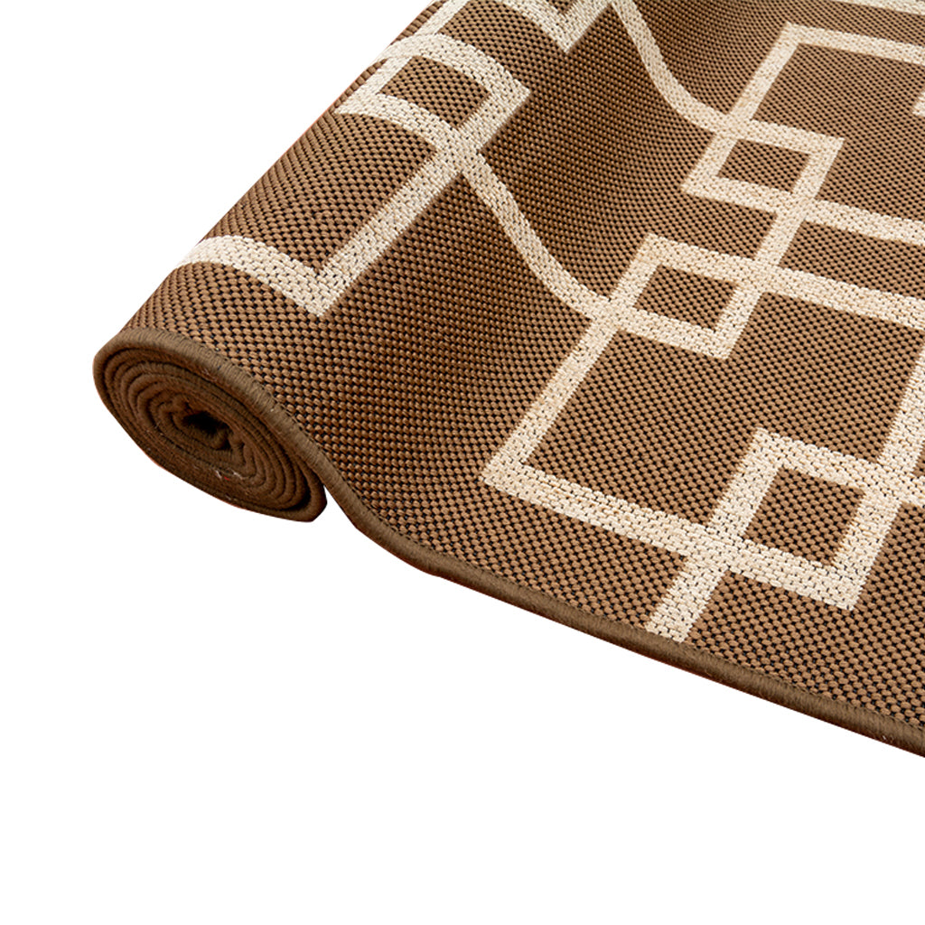 Geometric design brown rug