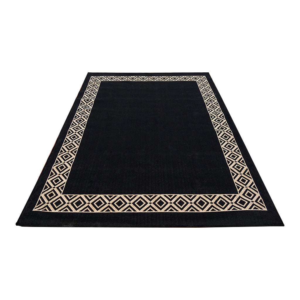 Border design black rug