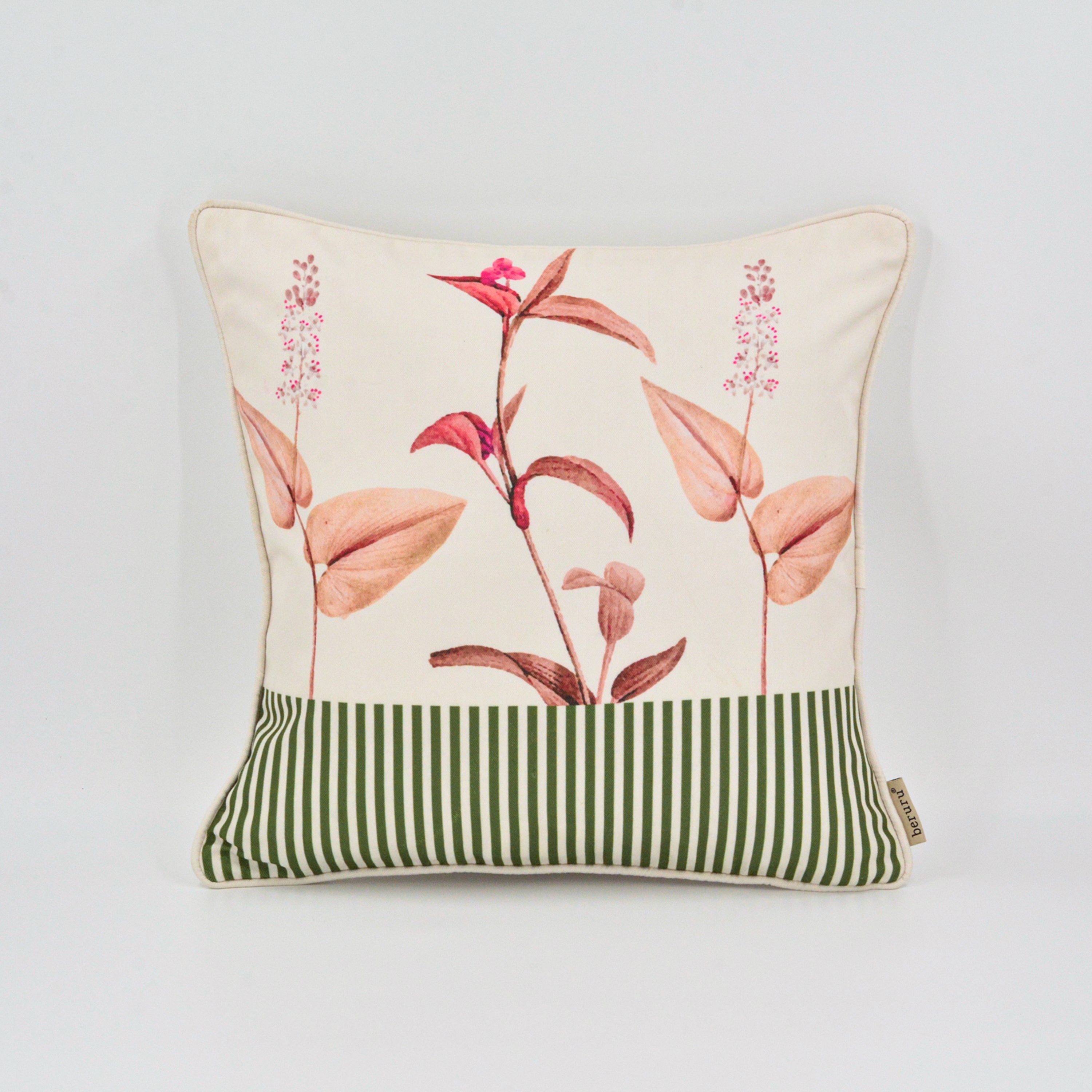 H Stripe With Leaves Cushion Cover
