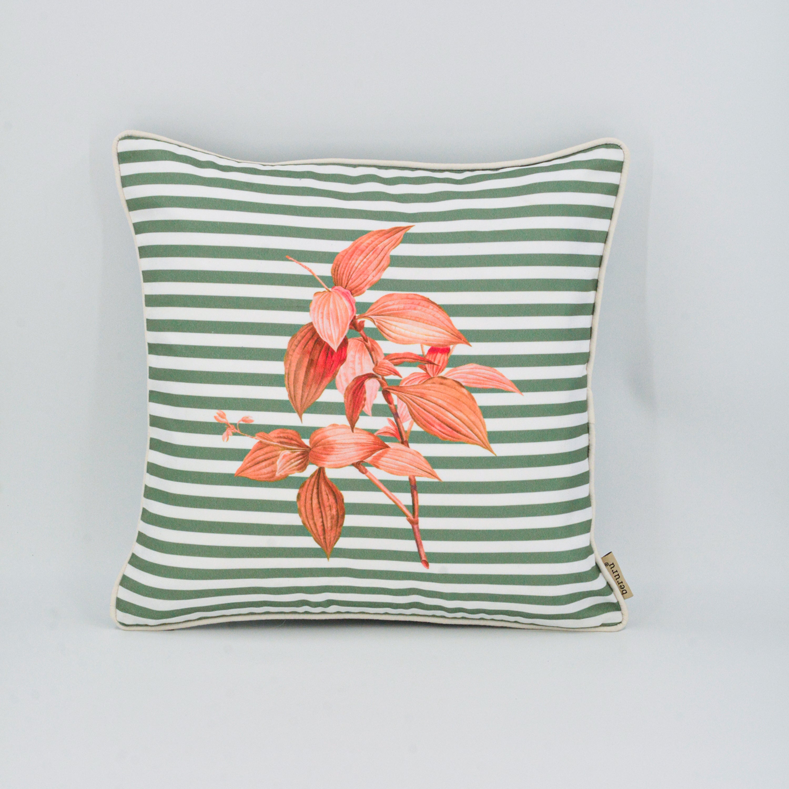 V Stripe with Leaves Cushion Cover