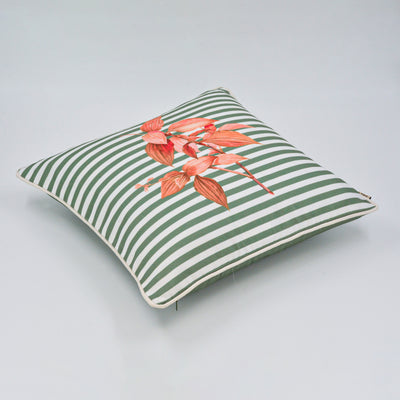 V Stripe with Leaves Cushion Cover