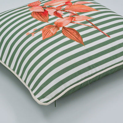 V Stripe with Leaves Cushion Cover