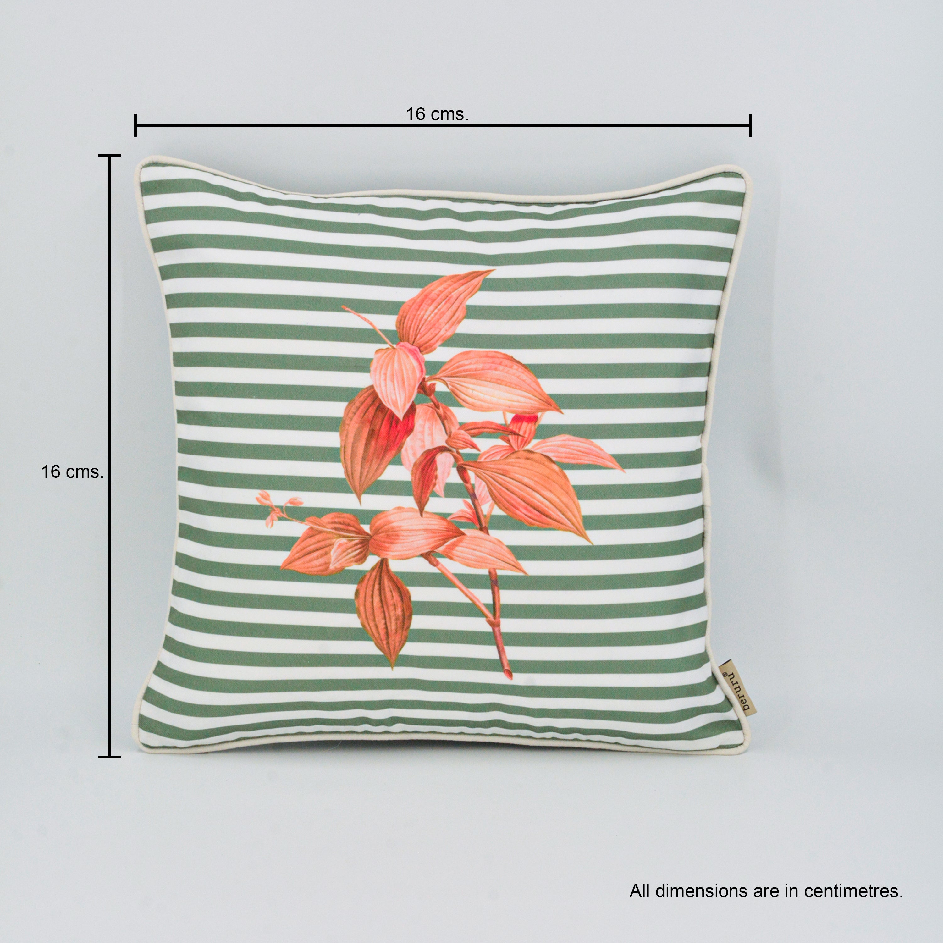 V Stripe with Leaves Cushion Cover