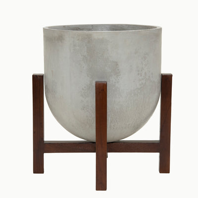 Reverie Concrete Planter With Wooden Stand