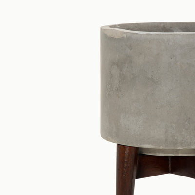 Blithe Concrete Planter With Wooden Stand
