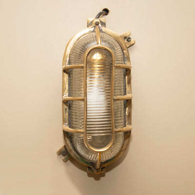 Large oval lamp with ribbed glass
