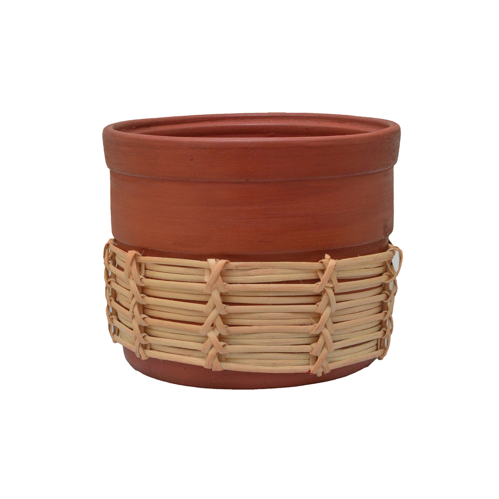 Natural Terracotta Tall Bowl Rattan Weave