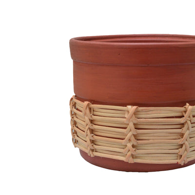 Natural Terracotta Tall Bowl Rattan Weave