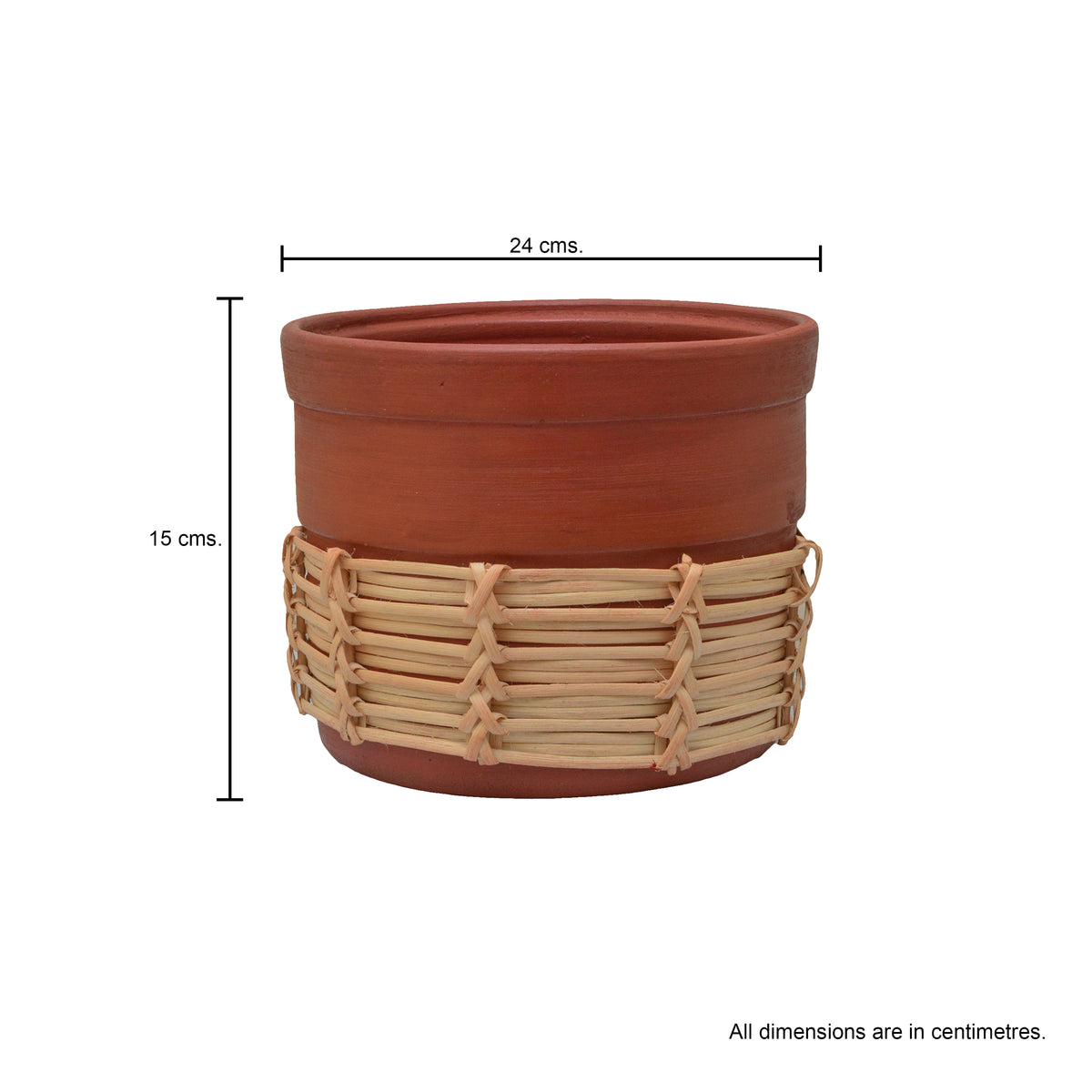 Natural Terracotta Tall Bowl Rattan Weave