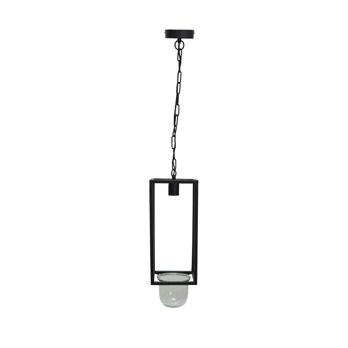 Rectangular Glass Pendant light with Jar Planter