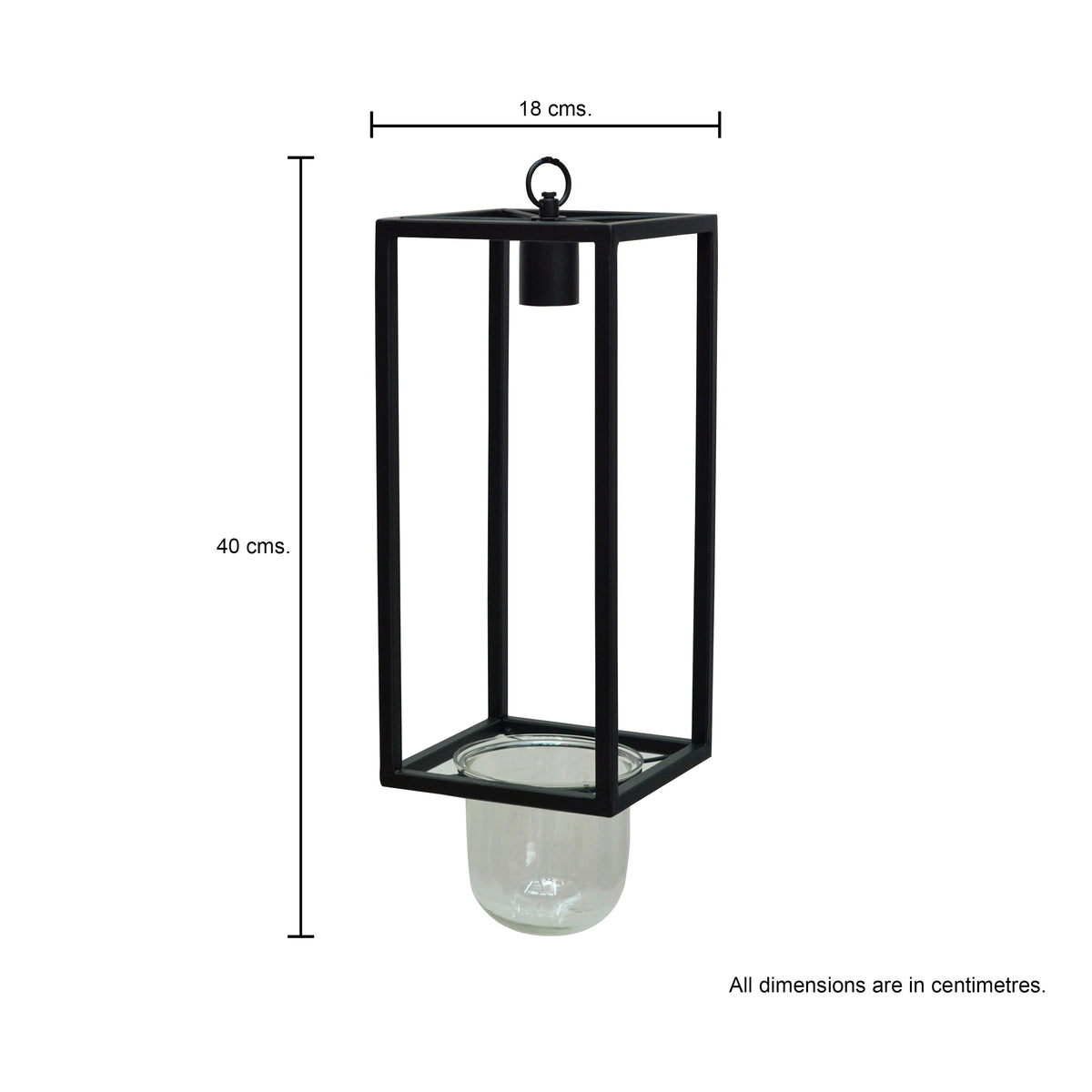 Rectangular Glass Pendant light with Jar Planter