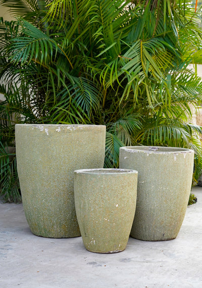 Tall Curved Pot Ancient Green