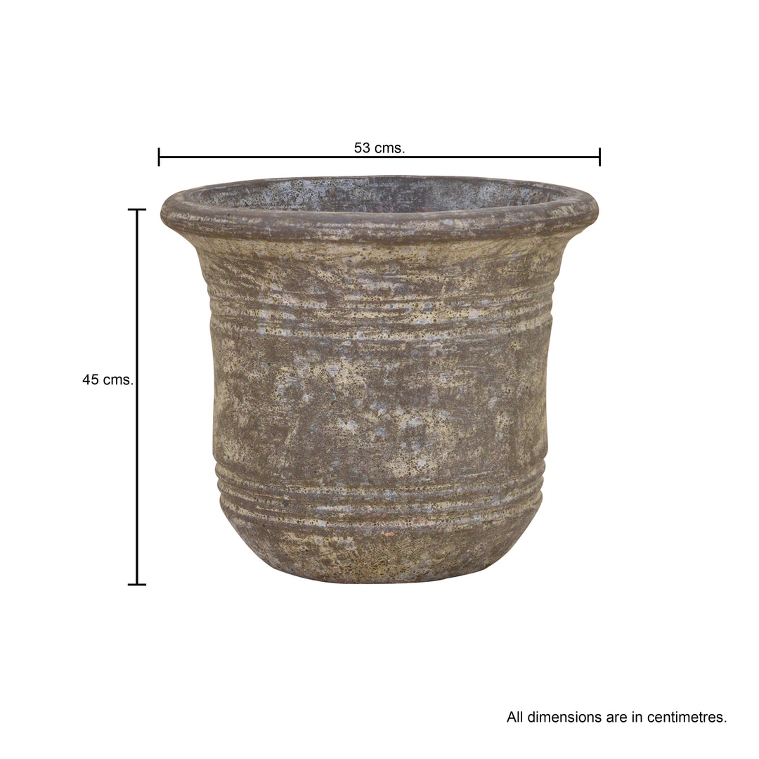 Round Pot Snake Skin Grey Ancient