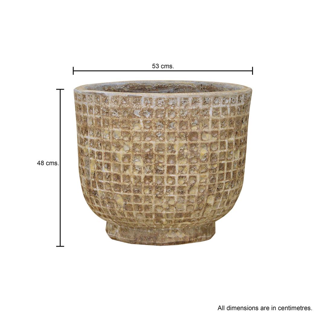 Textured Round Pot Beige Bubble