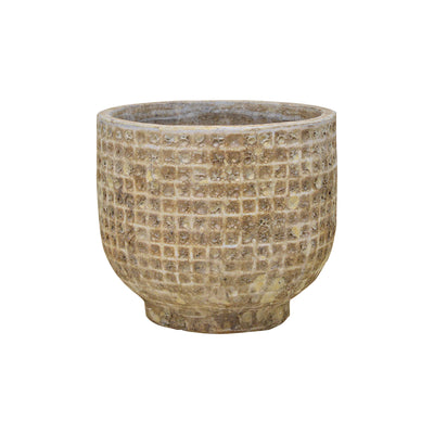 Textured Round Pot Beige Bubble