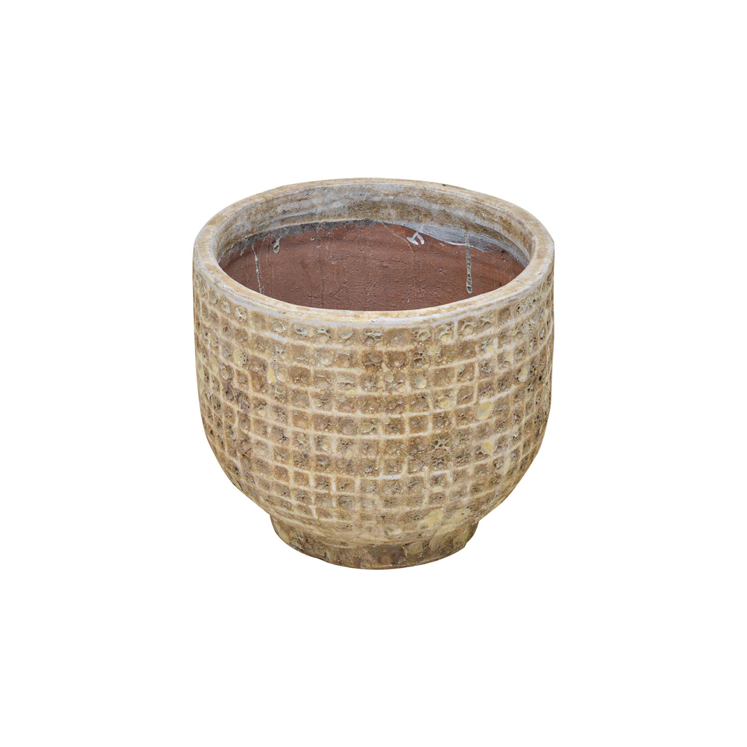 Textured Round Pot Beige Bubble