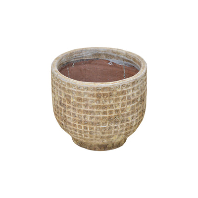 Textured Round Pot Beige Bubble