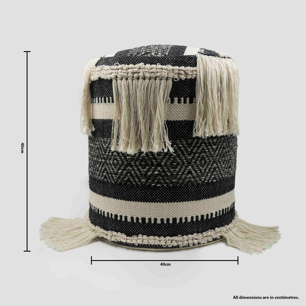 Cotton Pouffe with Fringes