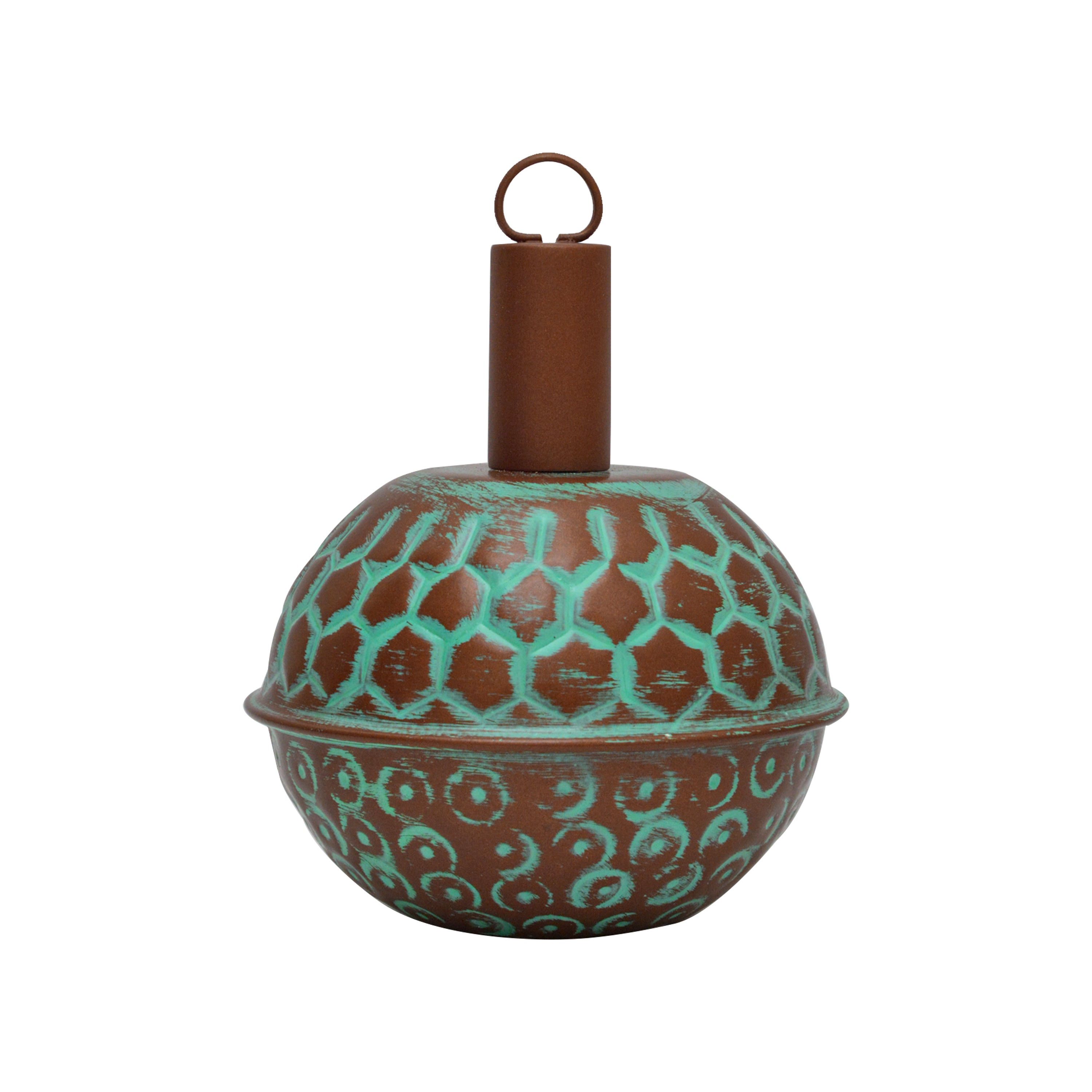 Round Ball Table Garden Torch - Copper and green