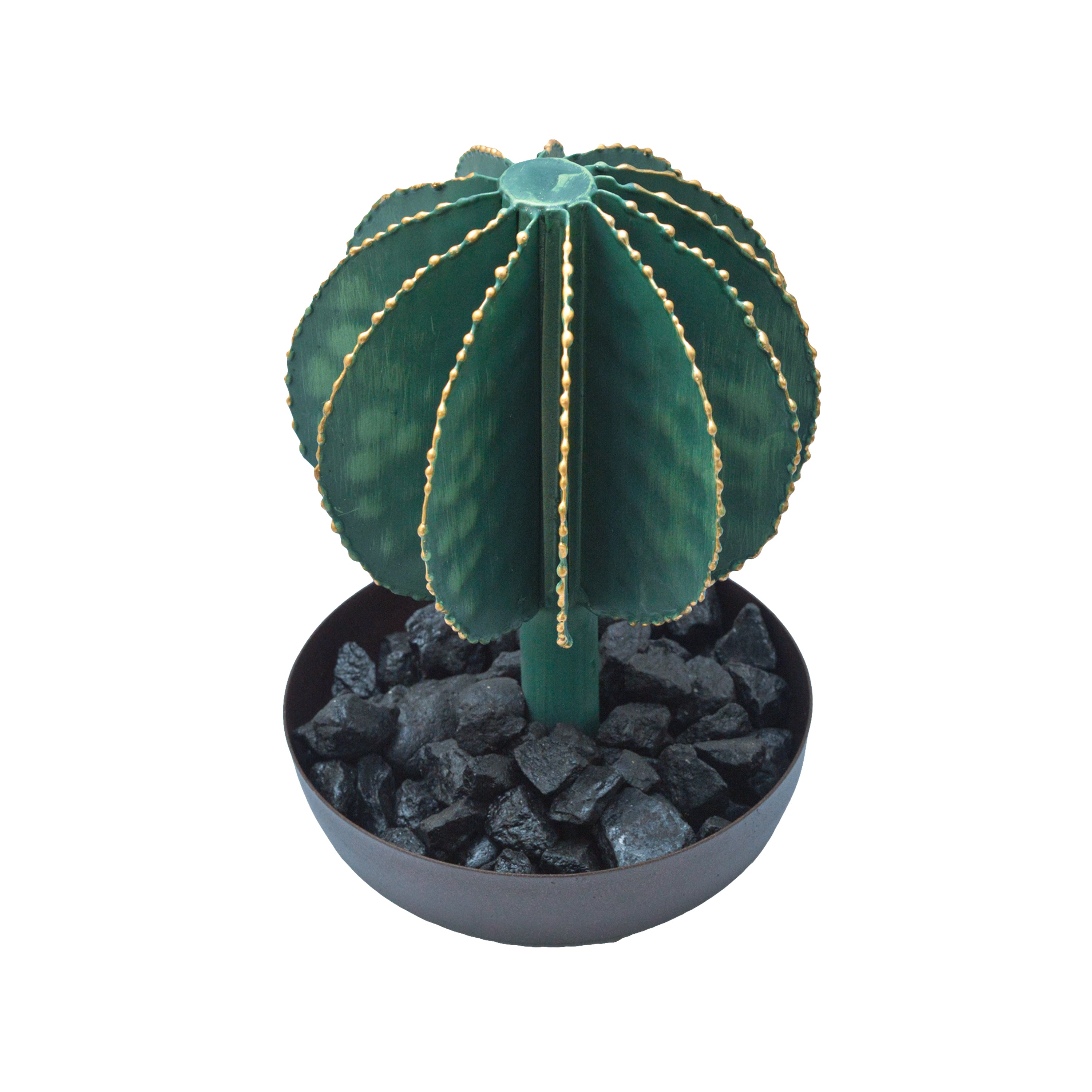 Round Metal Cactus with Pot