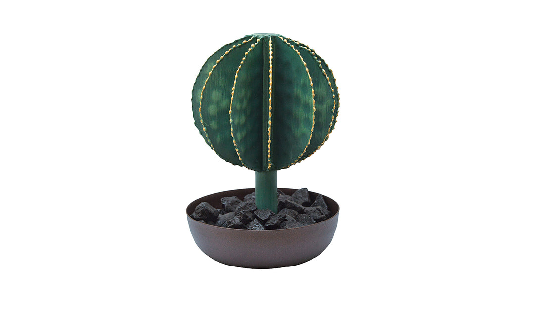 Round Metal Cactus with Pot