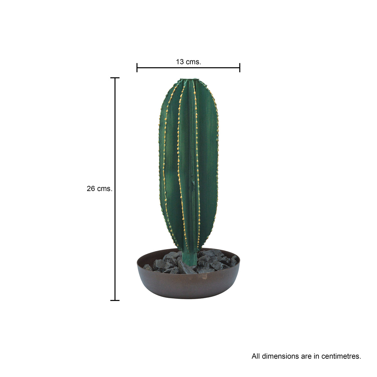 Long Metal Cactus with Pot