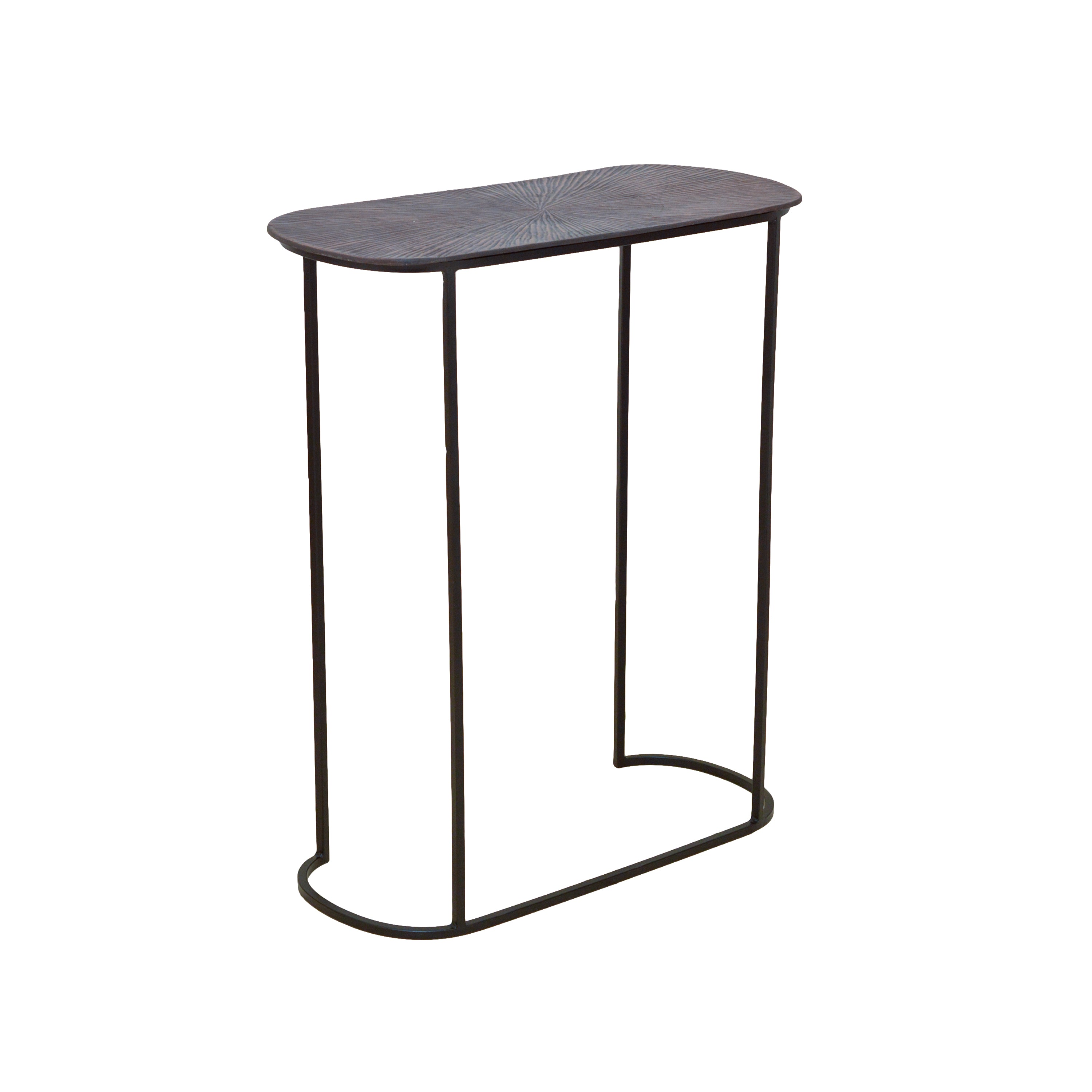 Textured Metal Console Table (Oval)