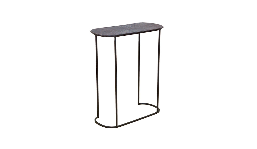 Textured Metal Console Table (Oval)