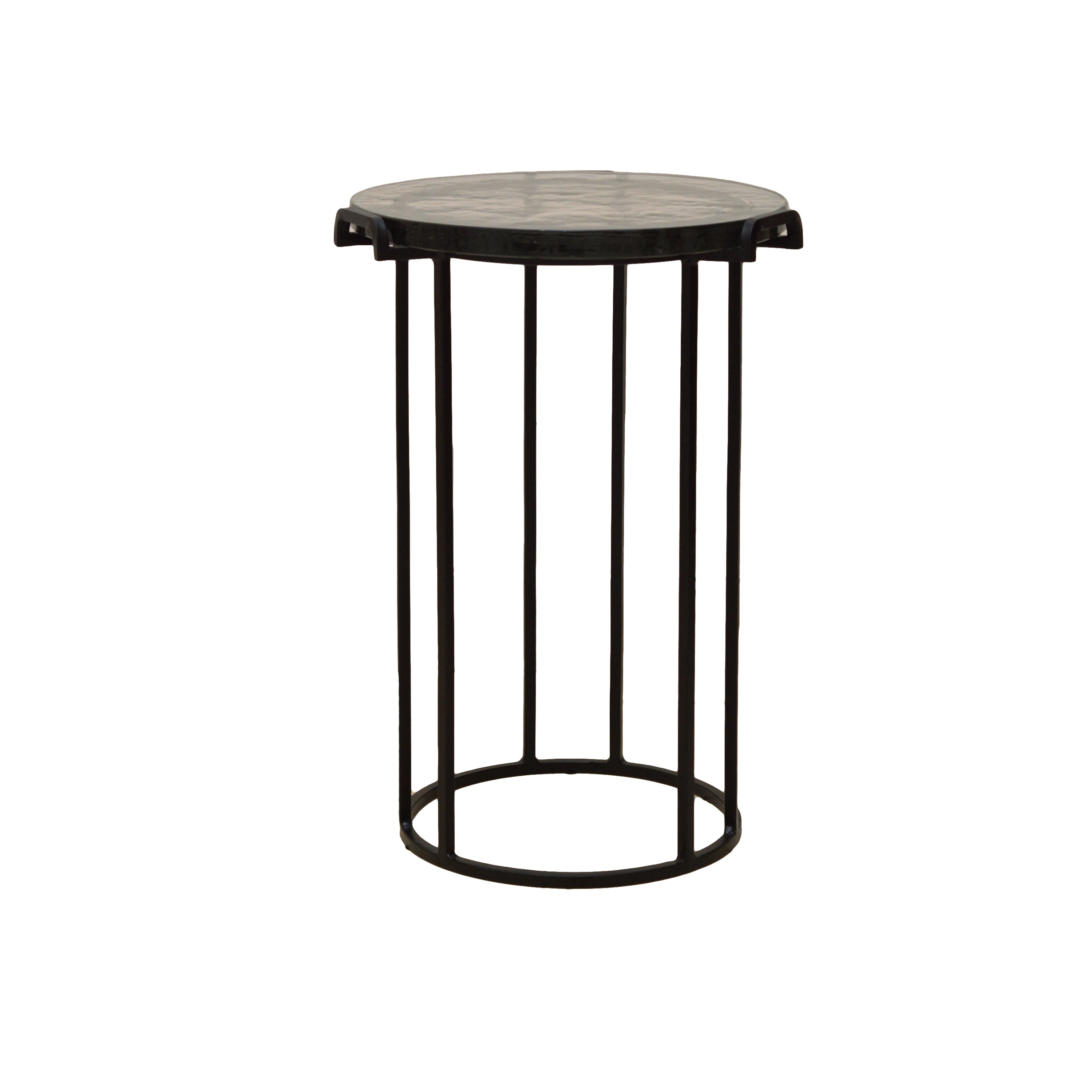 Round Side Table With Tempered Glass Top