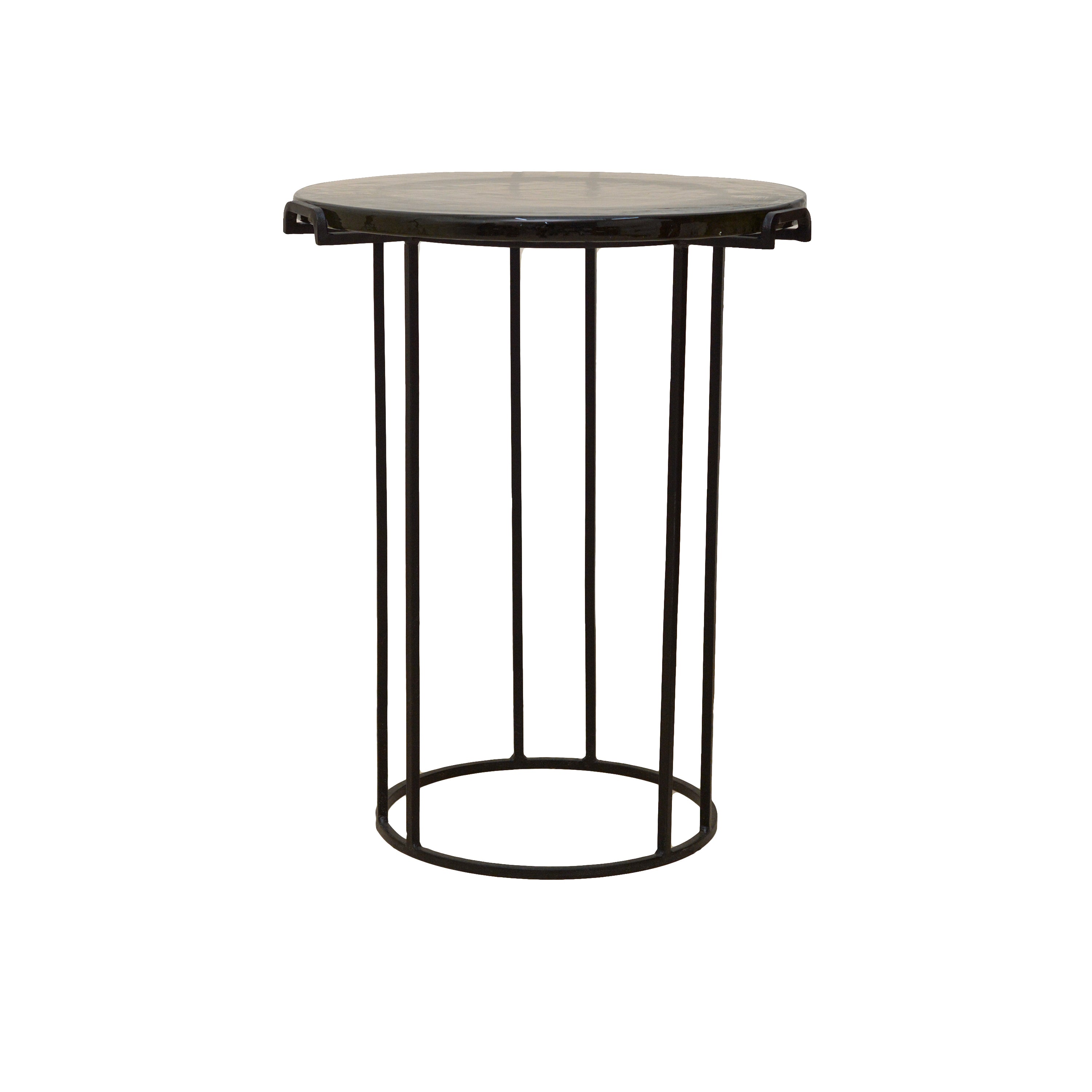 Round Side Table With Tempered Glass Top