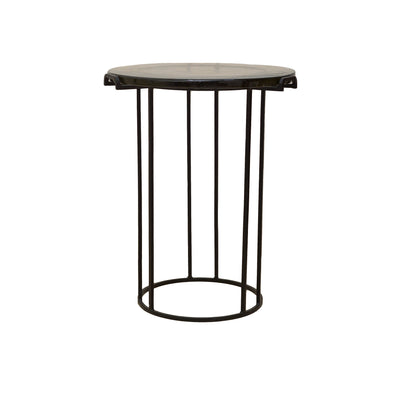 Round Side Table With Tempered Glass Top