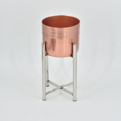 Copper Finish Planter with Steel Stand - Large