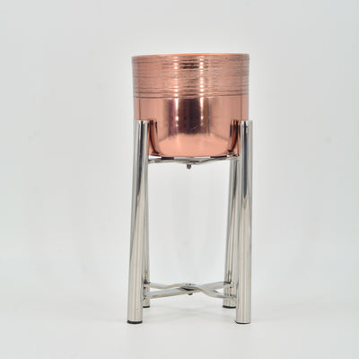 Copper Finish Planter with Steel Stand - Small